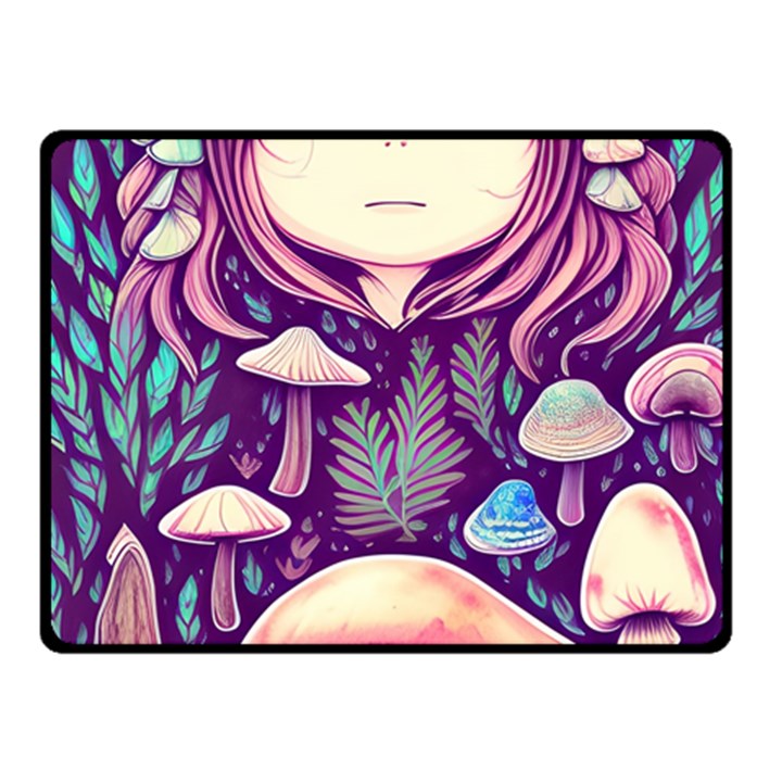 Fairy Mushroom Illustration Design One Side Fleece Blanket (Small)