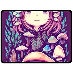 Fairy Mushroom Illustration Design Fleece Blanket (large) by GardenOfOphir