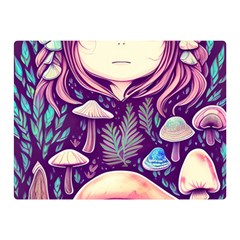 Fairy Mushroom Illustration Design Premium Plush Fleece Blanket (mini) by GardenOfOphir