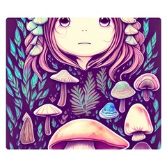 Fairy Mushroom Illustration Design Premium Plush Fleece Blanket (small) by GardenOfOphir