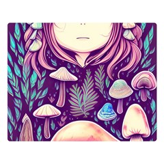 Fairy Mushroom Illustration Design Premium Plush Fleece Blanket (large) by GardenOfOphir