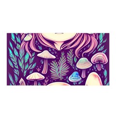 Fairy Mushroom Illustration Design Satin Wrap 35  X 70  by GardenOfOphir