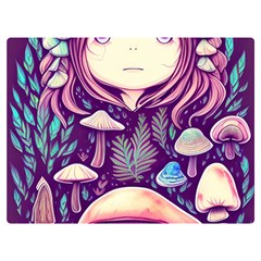 Fairy Mushroom Illustration Design One Side Premium Plush Fleece Blanket (extra Small)