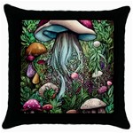 Craft Mushroom Throw Pillow Case (Black) Front