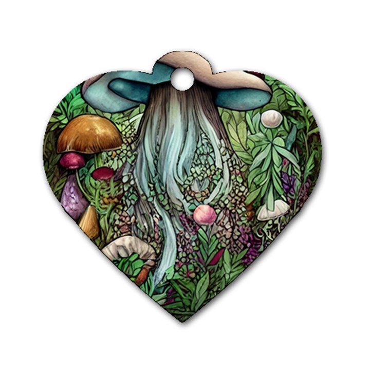 Craft Mushroom Dog Tag Heart (One Side)