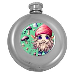 Orest Fairycore Vintagemushroom Round Hip Flask (5 Oz) by GardenOfOphir