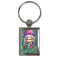 Foraging Natural Fairy Mushroom Craft Key Chain (rectangle) by GardenOfOphir