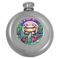 Foraging Natural Fairy Mushroom Craft Round Hip Flask (5 Oz) by GardenOfOphir