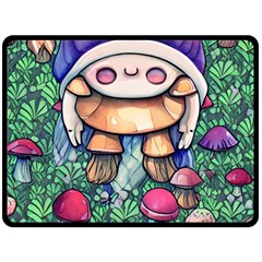 Foraging Natural Fairy Mushroom Craft One Side Fleece Blanket (large) by GardenOfOphir