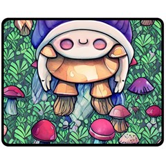 Foraging Natural Fairy Mushroom Craft Fleece Blanket (medium) by GardenOfOphir