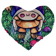 Foraging Natural Fairy Mushroom Craft Large 19  Premium Flano Heart Shape Cushions by GardenOfOphir