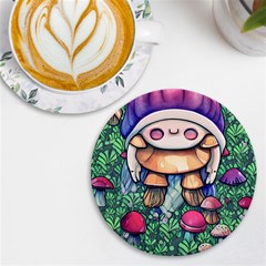 Foraging Natural Fairy Mushroom Craft Uv Print Round Tile Coaster by GardenOfOphir