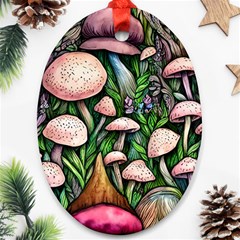 Flowery Garden Nature Woodsy Mushroom Ornament (oval) by GardenOfOphir