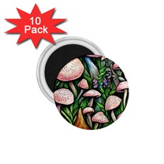 Flowery Garden Nature Woodsy Mushroom 1 75  Magnets (10 Pack)  by GardenOfOphir