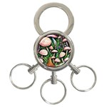 Flowery Garden Nature Woodsy Mushroom 3-Ring Key Chain Front