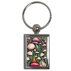 Flowery Garden Nature Woodsy Mushroom Key Chain (rectangle) by GardenOfOphir