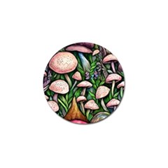 Flowery Garden Nature Woodsy Mushroom Golf Ball Marker by GardenOfOphir