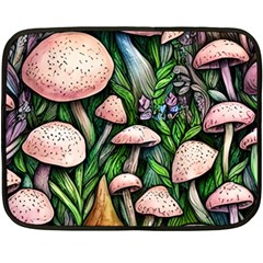 Flowery Garden Nature Woodsy Mushroom One Side Fleece Blanket (mini) by GardenOfOphir