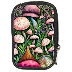 Flowery Garden Nature Woodsy Mushroom Compact Camera Leather Case by GardenOfOphir