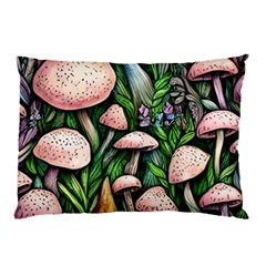 Flowery Garden Nature Woodsy Mushroom Pillow Case (two Sides) by GardenOfOphir