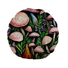 Flowery Garden Nature Woodsy Mushroom Standard 15  Premium Round Cushions by GardenOfOphir