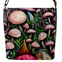 Flowery Garden Nature Woodsy Mushroom Flap Closure Messenger Bag (s) by GardenOfOphir