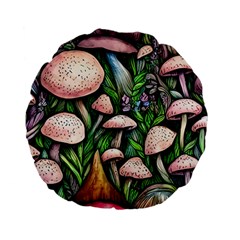 Flowery Garden Nature Woodsy Mushroom Standard 15  Premium Flano Round Cushions by GardenOfOphir