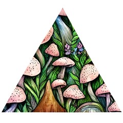 Flowery Garden Nature Woodsy Mushroom Wooden Puzzle Triangle by GardenOfOphir