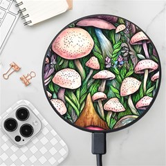 Flowery Garden Nature Woodsy Mushroom Wireless Fast Charger(black)