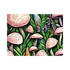 Flowery Garden Nature Woodsy Mushroom One Side Premium Plush Fleece Blanket (mini) by GardenOfOphir