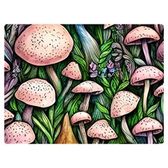 Flowery Garden Nature Woodsy Mushroom One Side Premium Plush Fleece Blanket (extra Small)