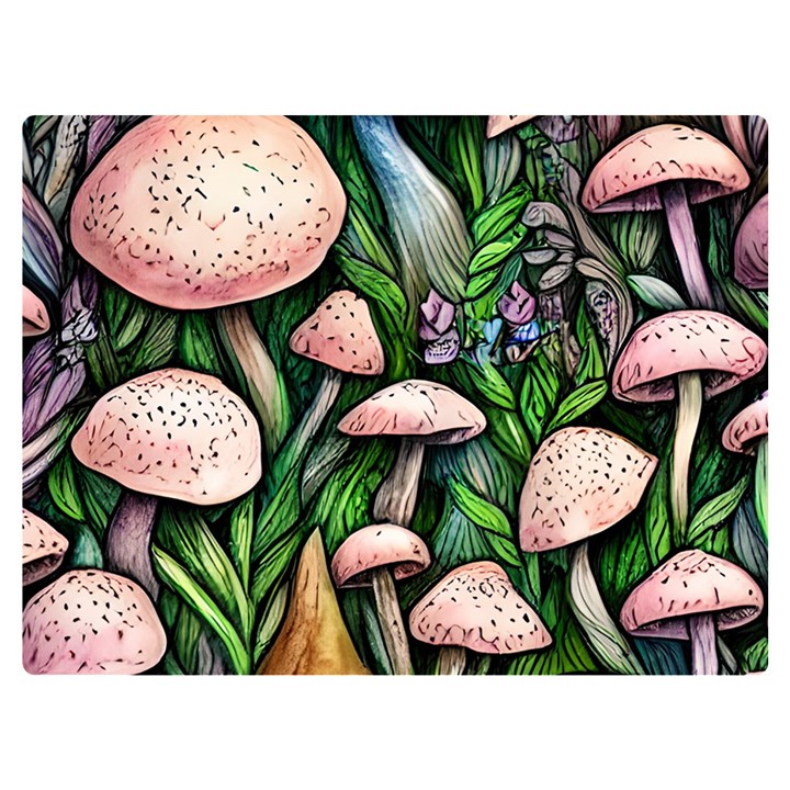 Flowery Garden Nature Woodsy Mushroom One Side Premium Plush Fleece Blanket (Extra Small)