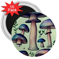 Mushroom Foresty Forestcore 3  Magnets (10 Pack)  by GardenOfOphir