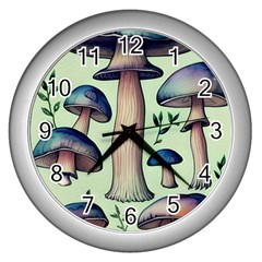 Mushroom Foresty Forestcore Wall Clock (silver)