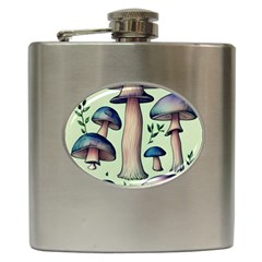 Mushroom Foresty Forestcore Hip Flask (6 Oz) by GardenOfOphir