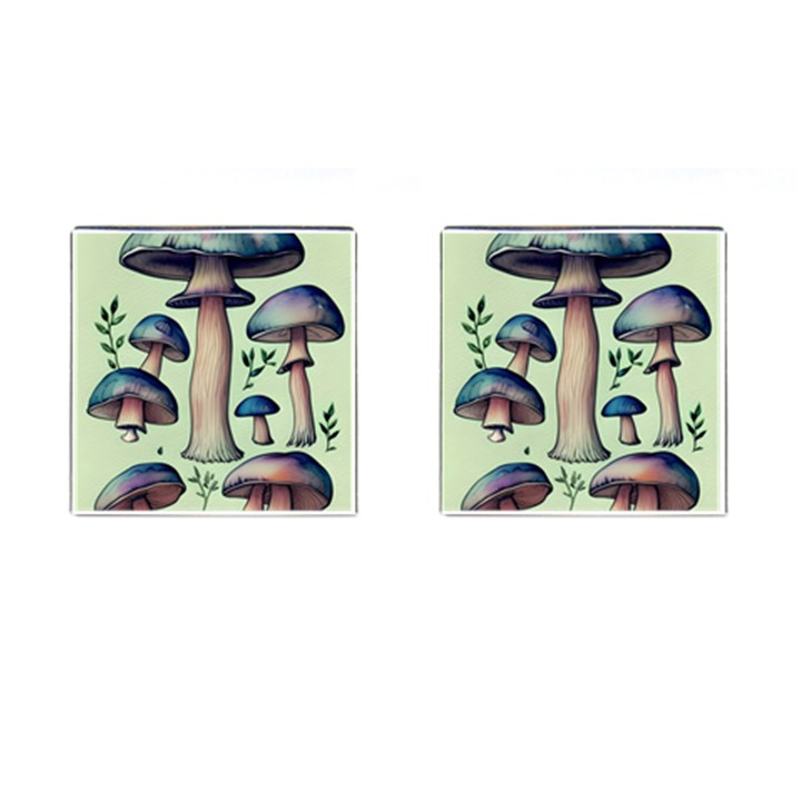 Mushroom Foresty Forestcore Cufflinks (Square)