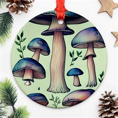 Mushroom Foresty Forestcore Round Ornament (two Sides) by GardenOfOphir