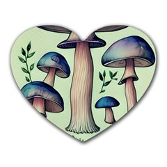 Mushroom Foresty Forestcore Heart Mousepad by GardenOfOphir