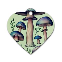 Mushroom Foresty Forestcore Dog Tag Heart (one Side) by GardenOfOphir