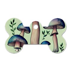 Mushroom Foresty Forestcore Dog Tag Bone (two Sides) by GardenOfOphir