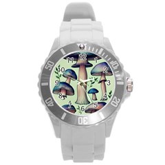 Mushroom Foresty Forestcore Round Plastic Sport Watch (l) by GardenOfOphir