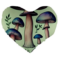 Mushroom Foresty Forestcore Large 19  Premium Heart Shape Cushions by GardenOfOphir