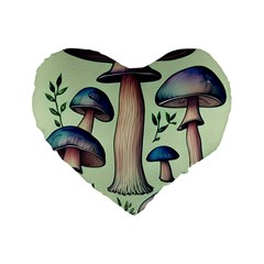 Mushroom Foresty Forestcore Standard 16  Premium Flano Heart Shape Cushions by GardenOfOphir