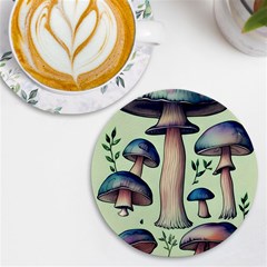 Mushroom Foresty Forestcore Uv Print Round Tile Coaster by GardenOfOphir