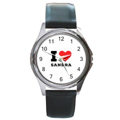 I Love Sandra Round Metal Watch by ilovewhateva