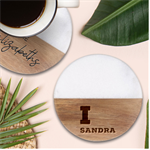 I love sandra Classic Marble Wood Coaster (Round)  Front