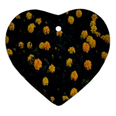 Bloomed Yellow Petaled Flower Plants Ornament (heart) by artworkshop