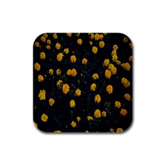 Bloomed Yellow Petaled Flower Plants Rubber Square Coaster (4 Pack) by artworkshop