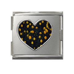 Bloomed Yellow Petaled Flower Plants Mega Link Heart Italian Charm (18mm) by artworkshop