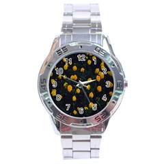 Bloomed Yellow Petaled Flower Plants Stainless Steel Analogue Watch by artworkshop